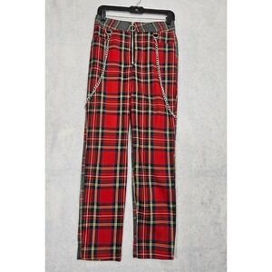 Hot Topic Goth Punk Pants Women S 4 Plaid Chains Suspenders Tripp Red Steampunk